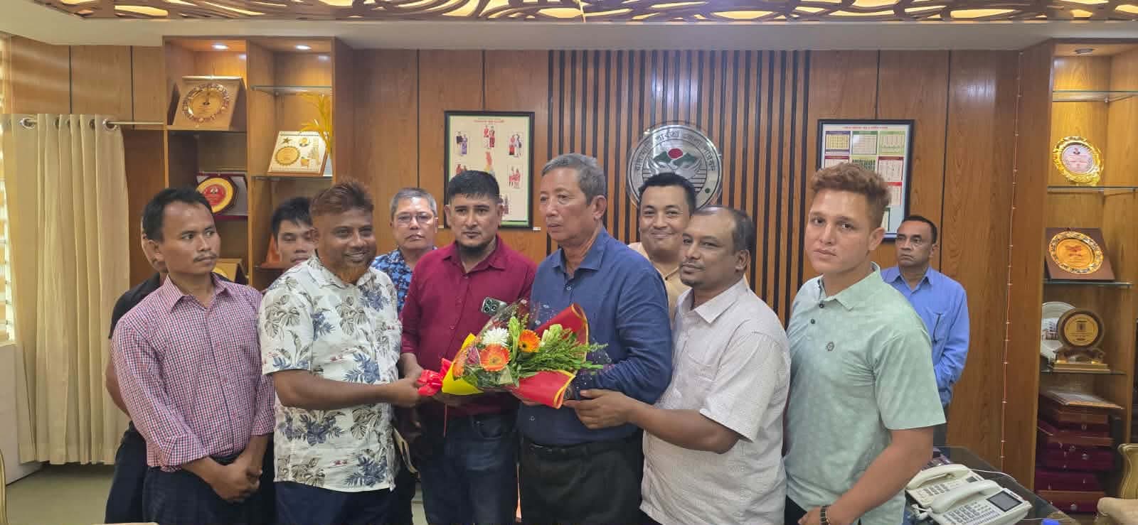 দীপন তালুকদারের সঙ্গে সৌজন্য সাক্ষাৎকরলেন বিলাইছড়ি উপজেলা জাসাস
